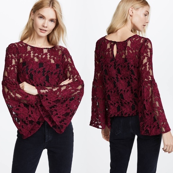 Cupcakes & Cashmere Bell-Sleeve Lace Top - Picture 1 of 8